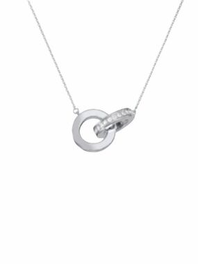 Jewlr Interlocking Circles Necklace With Pave Accents NWT/In Pouch
